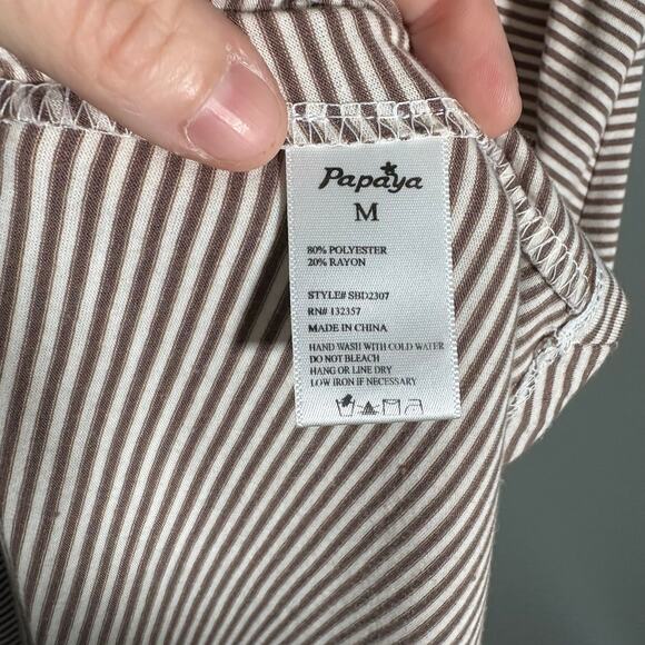 Papaya Women's Brown & White Striped High Low Sundress - Size Medium - Casual - Picture 6 of 7